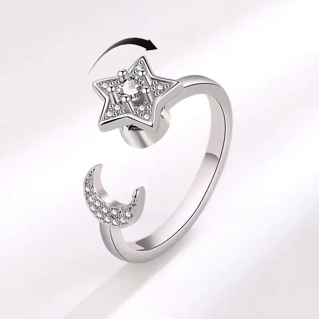 Celestial Moon & Star Spinner Ring