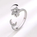 Celestial Moon & Star Spinner Ring