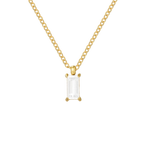 Elegant Rectangular Zirconia Pendant Necklace – Gold & Silver