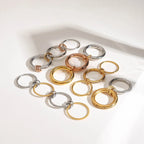 18K Elegant Gold&Silver Stacked Rings