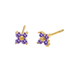 Birthstone Flower Stud Earrings