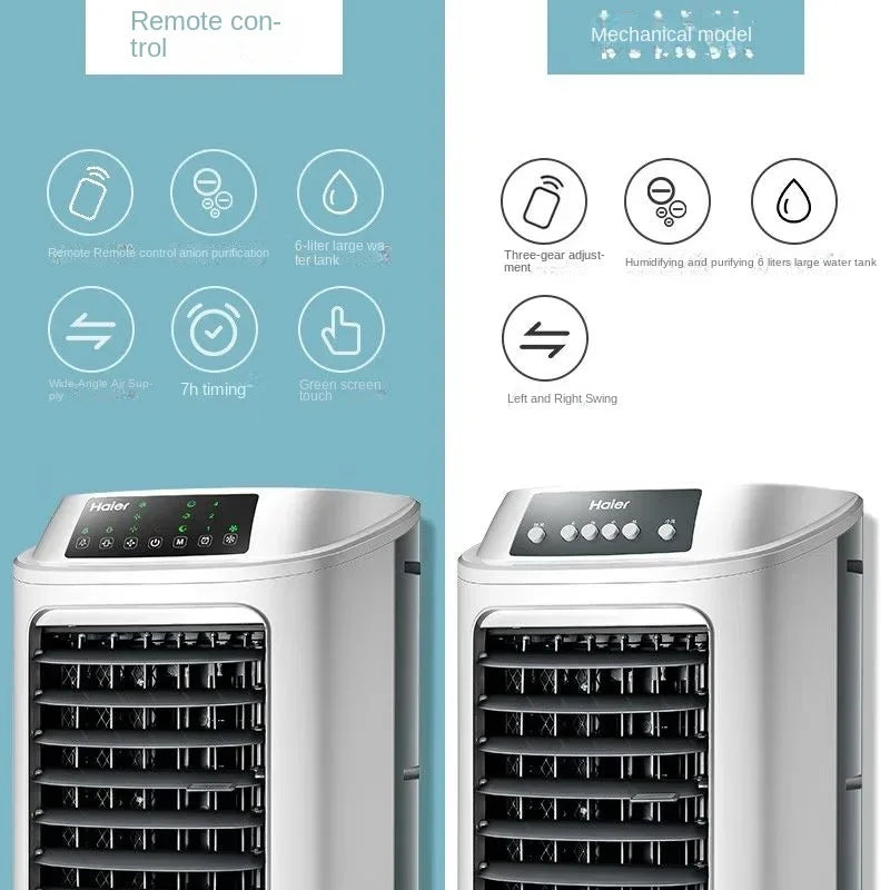 Haier Aire Acondicionado Ventilador de Enfriamiento Ventilador de Humidificación Refrigeración Ventilador sin Aspas Aire Acondicionado Doméstico Pequeño Aire Acondicionado