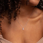 Elegant Rectangular Zirconia Pendant Necklace – Gold & Silver