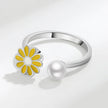 Bague tournante ajustable Marguerite Jaune