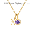 14K Gold, Silver & Rose Gold Zodiac Birthstone Necklace