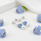 September Birthstone Jewellery Set | Pearl & Sapphire Earrings + Personalised Necklace
