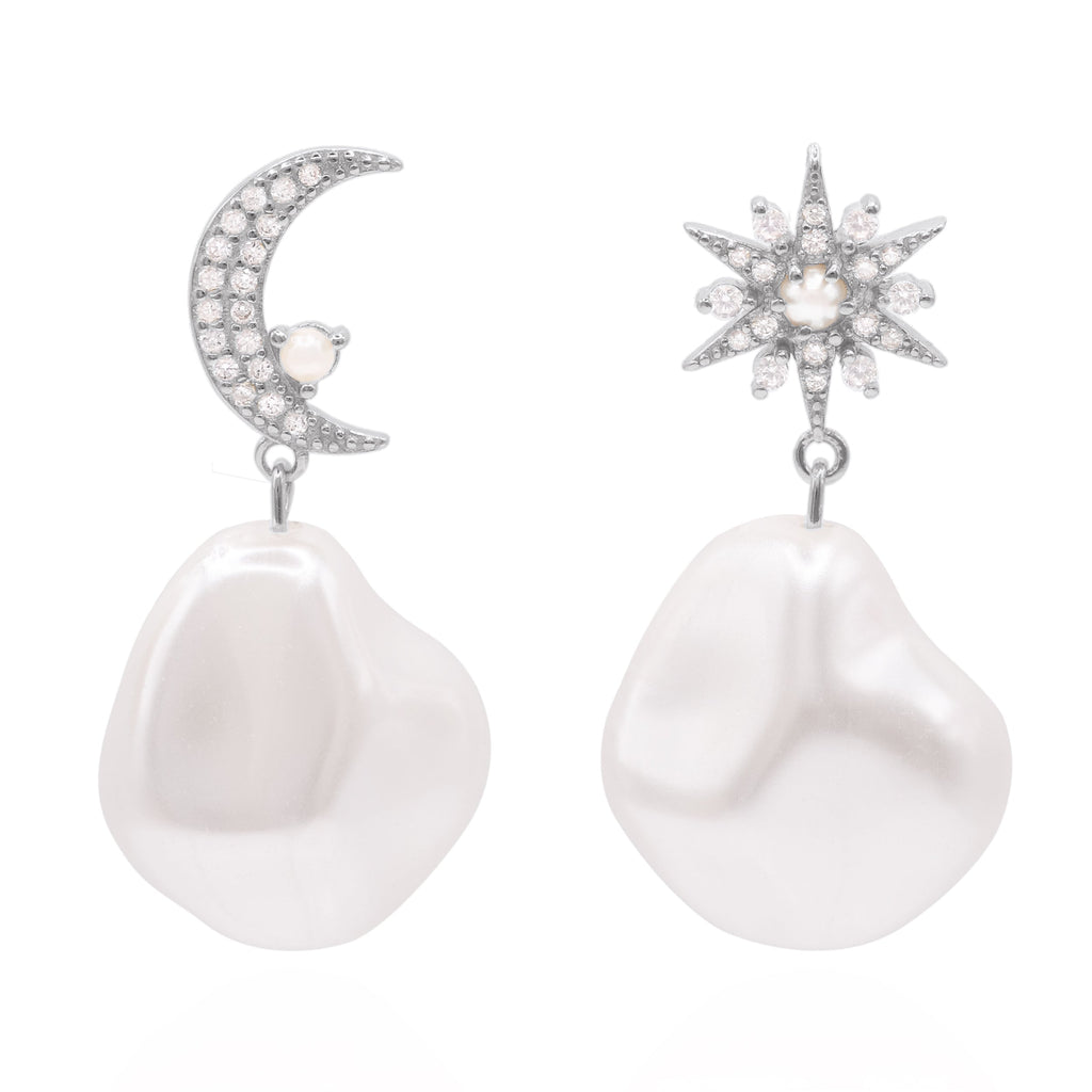 Boucles d'oreilles pendantes Saphira Perle | Argent sterling 925