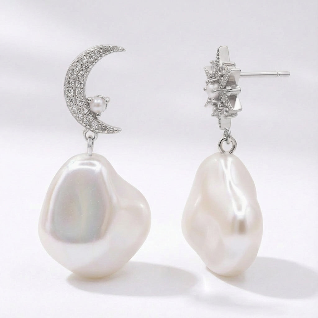 Boucles d'oreilles pendantes Saphira Perle | Argent sterling 925