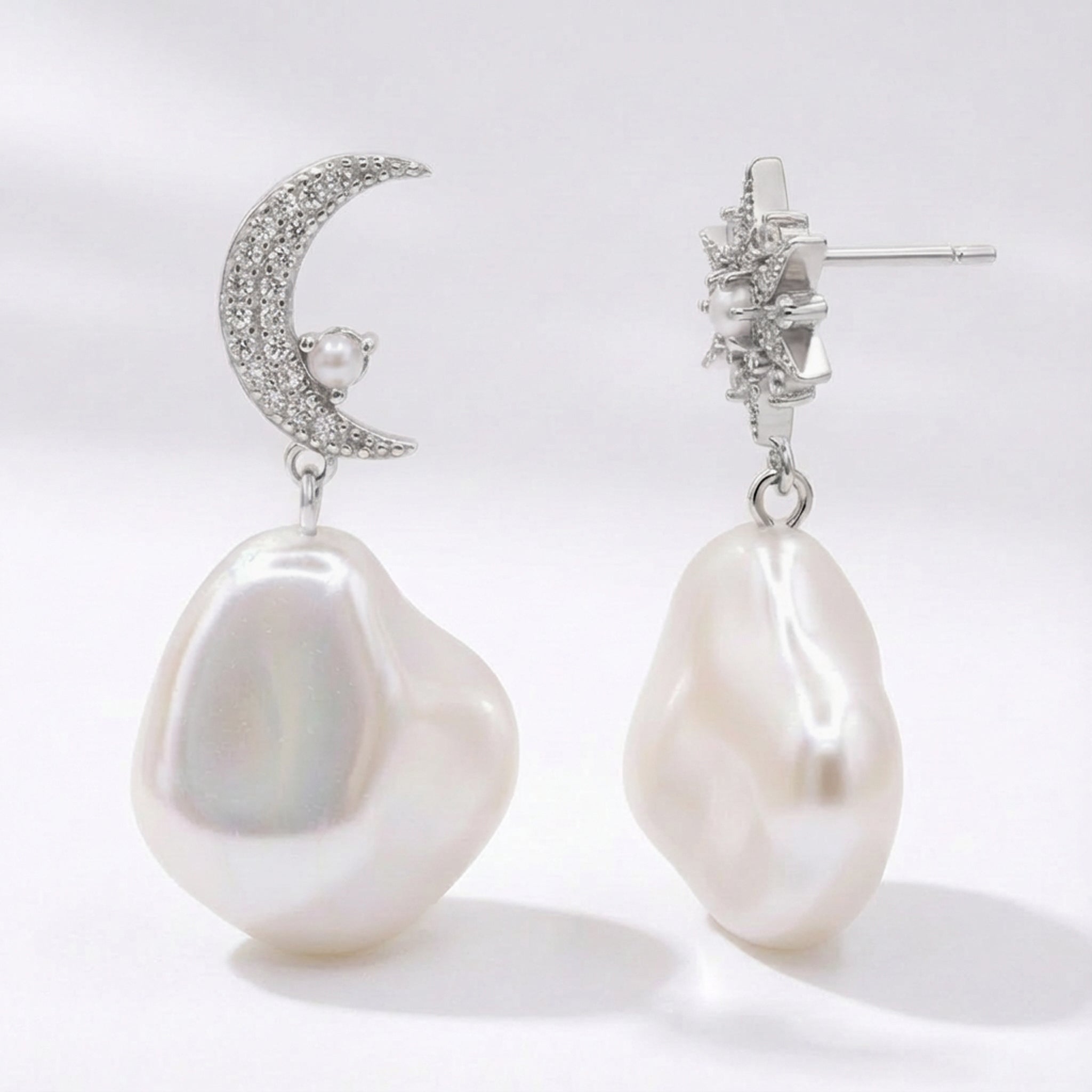 Boucles d'oreilles pendantes Saphira Perle | Argent sterling 925