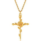 Birth Month Flower Cross Pendant