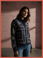 Sienna Embroidered Cropped Shirt In Dark Navy