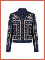 Sienna Embroidered Cropped Shirt In Dark Navy