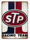 Letrero metálico del equipo de carreras STP