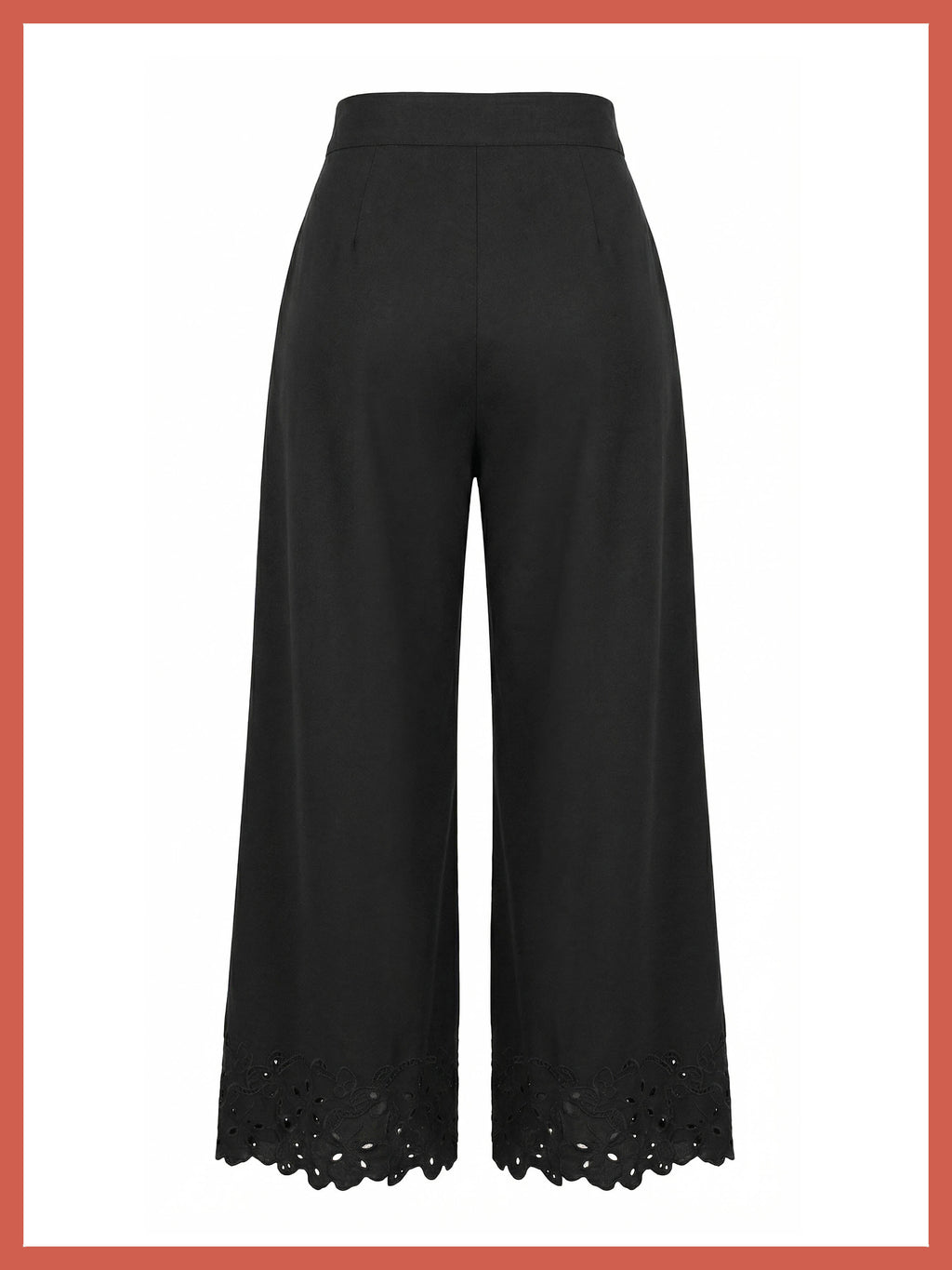 Sirena Embroidered Cutwork Trouser - Black
