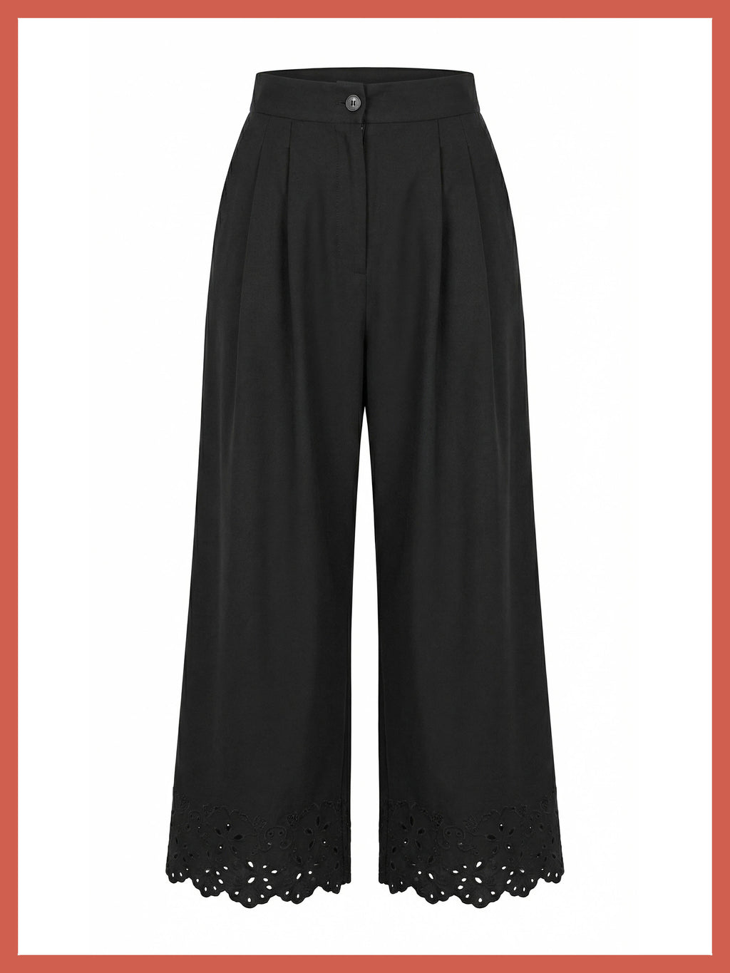 Sirena Embroidered Cutwork Trouser - Black