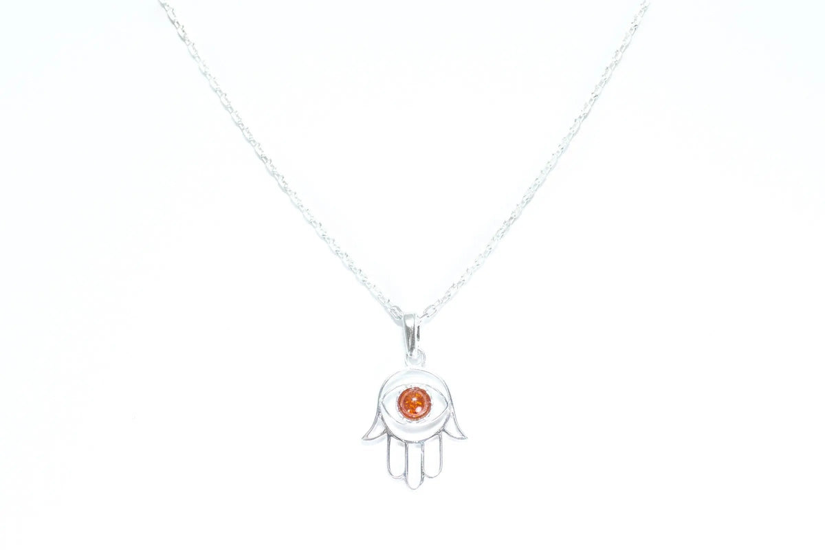 Small Amber Hamsa Pendant