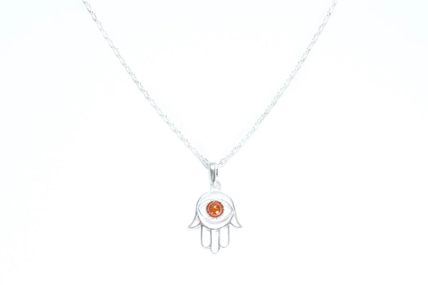 Small Amber Hamsa Pendant