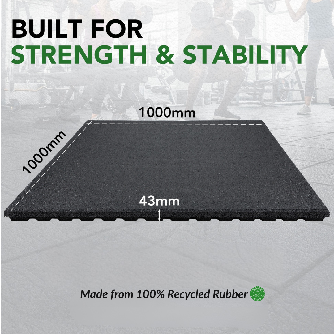 43mm PRO Anti-Shock Rubber Gym Flooring Tile