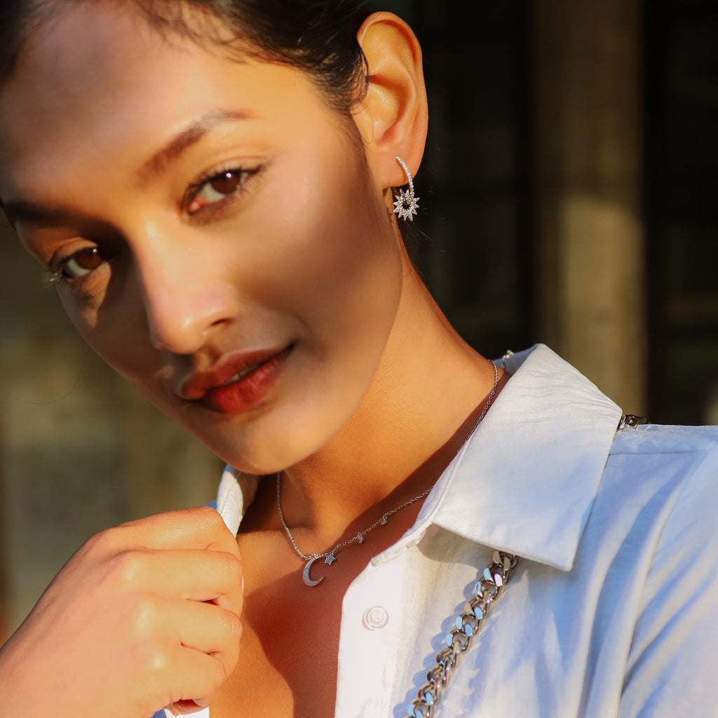 Collier Charme Lune et Étoile Ariya | Argent