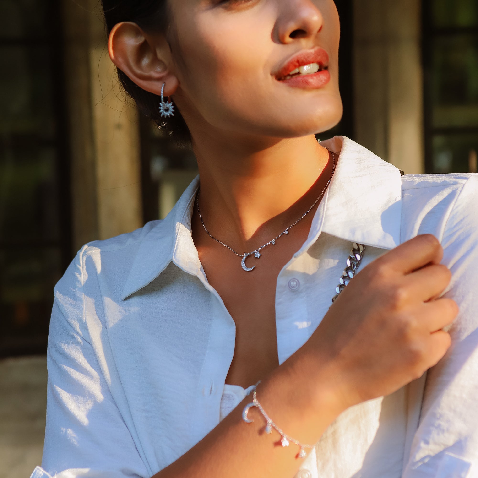 Collier Charme Lune et Étoile Ariya | Argent