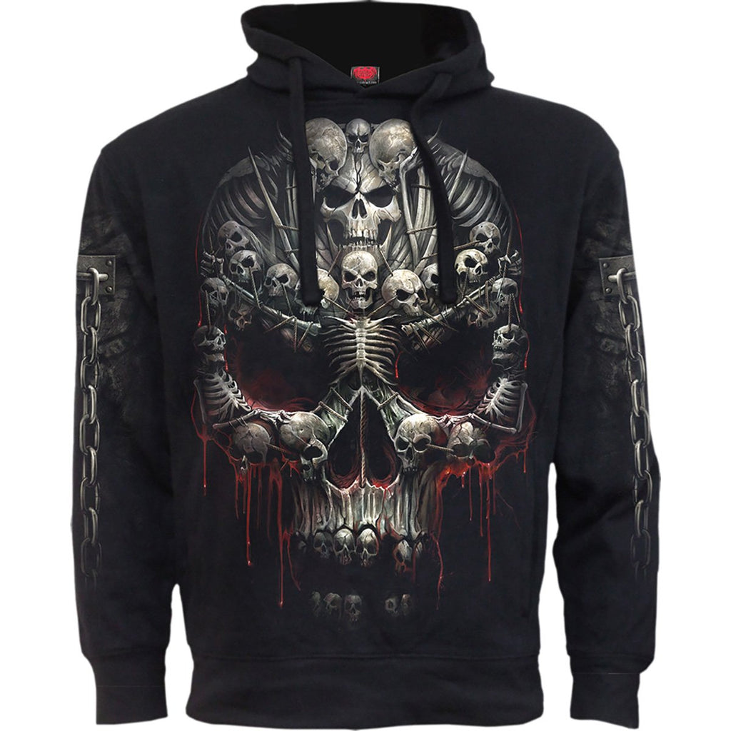 DEATH BONES - Sudadera con Capucha y Bolsillo Lateral Negra