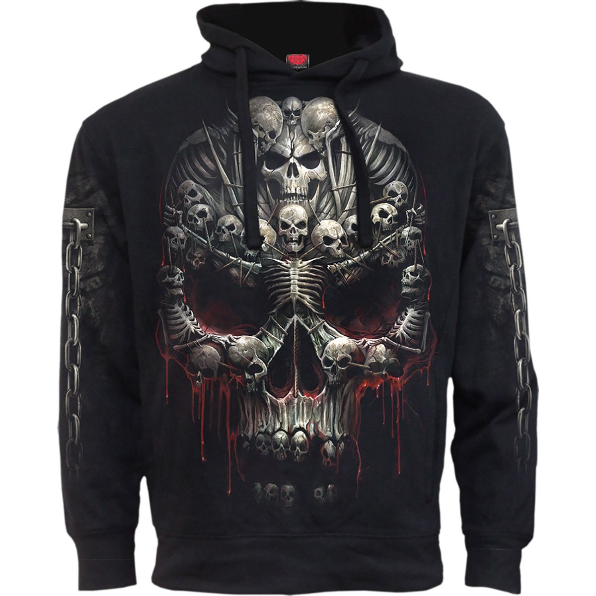 DEATH BONES - Sudadera con Capucha y Bolsillo Lateral Negra