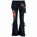 SHENLONG - Leggings de campana 2 en 1 con minifalda inclinada