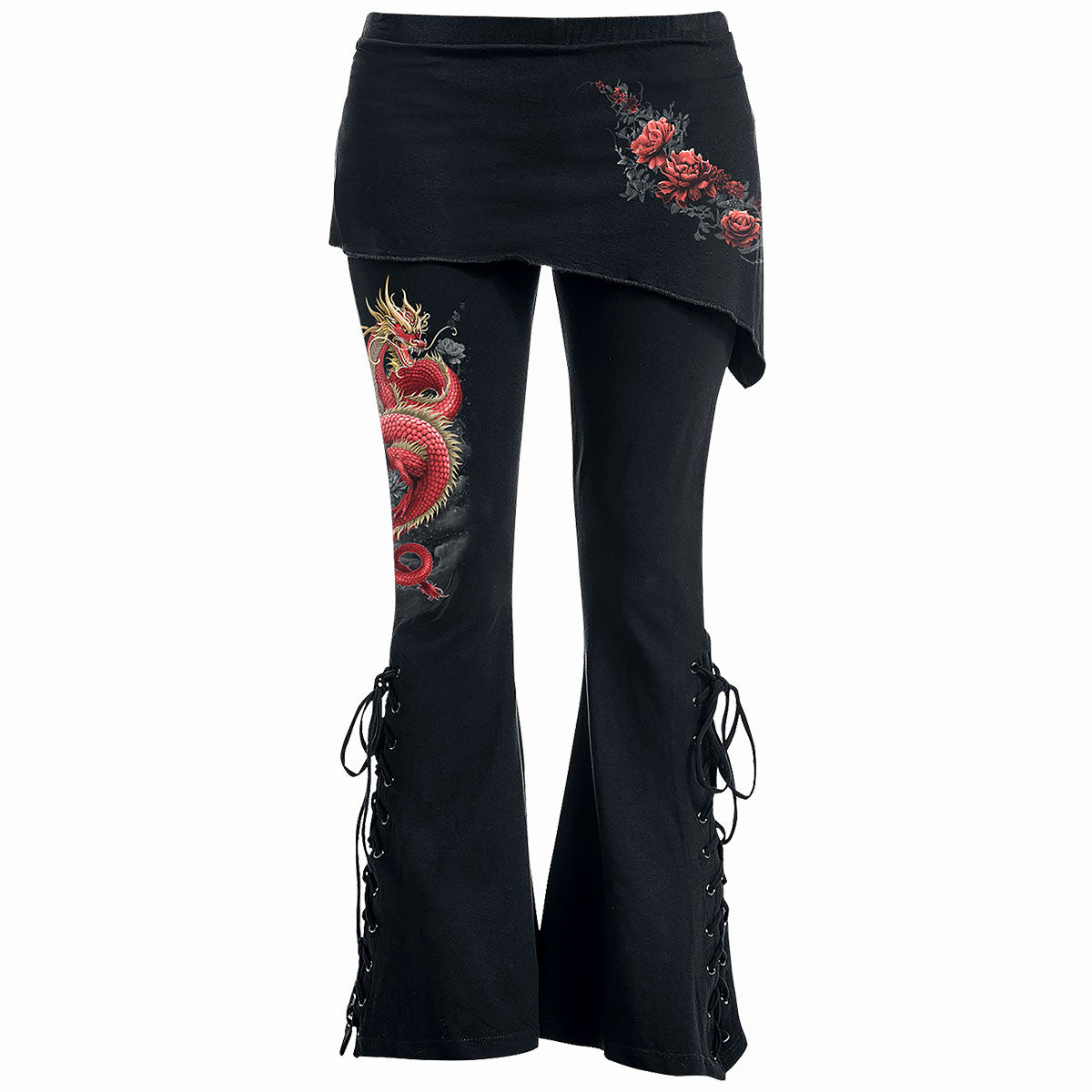 SHENLONG - Leggings de campana 2 en 1 con minifalda inclinada