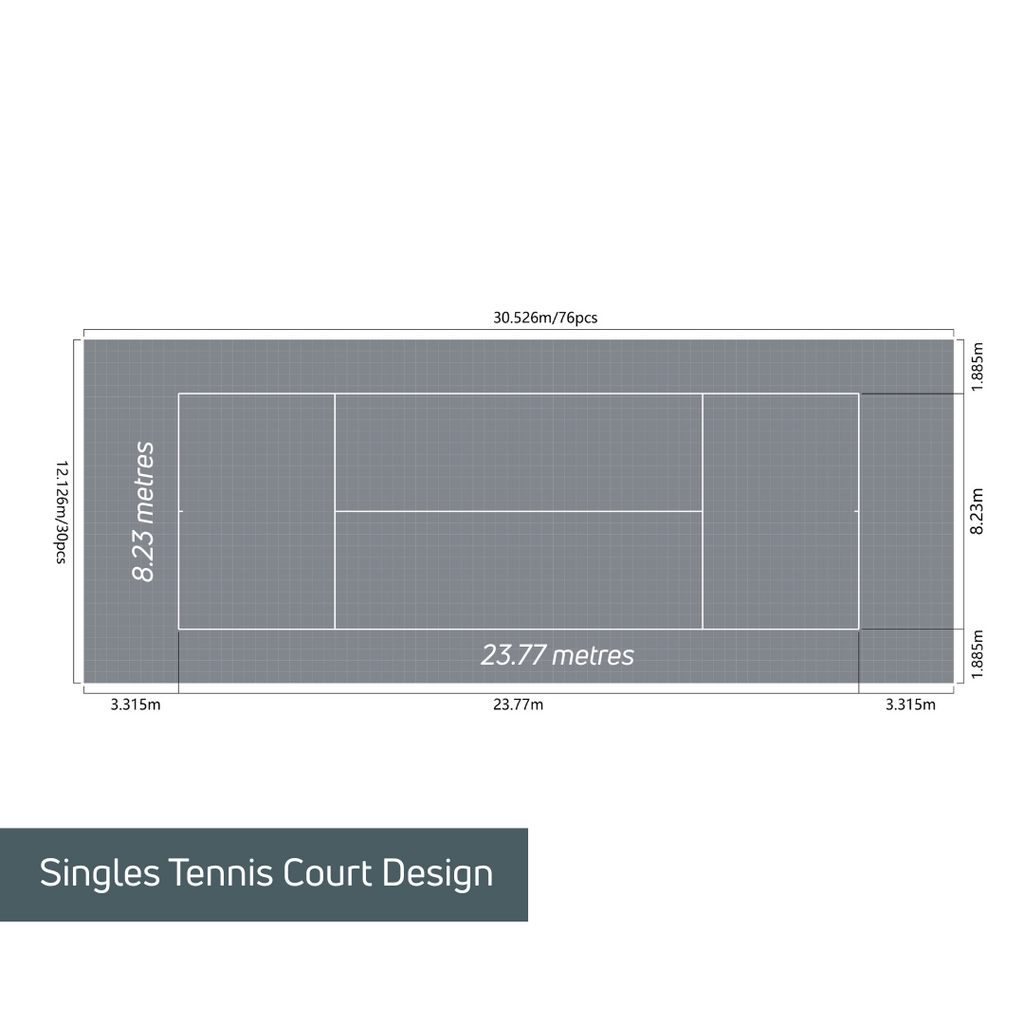 Singles Tennis Court System with Court Markings