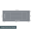 Singles Tennis Court System with Court Markings