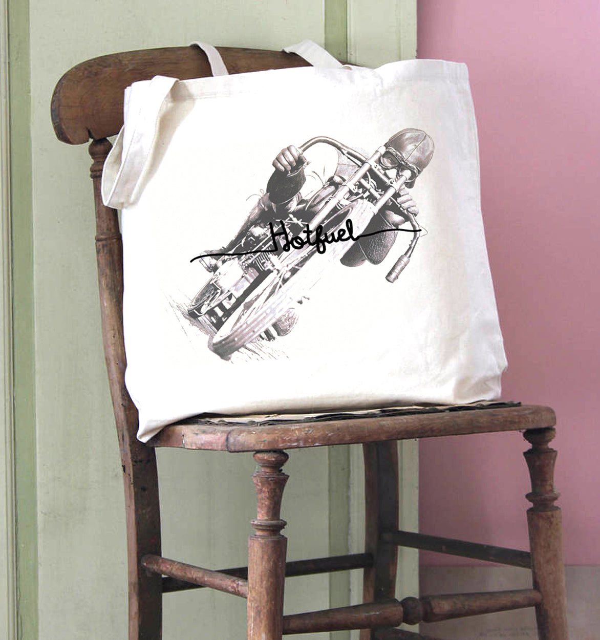 Hotfuel Wall of Death Rider Cotton Tote Bag