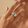 14ct/14K Gold Natural Turquoise Ring – Turquoise Drop Textured