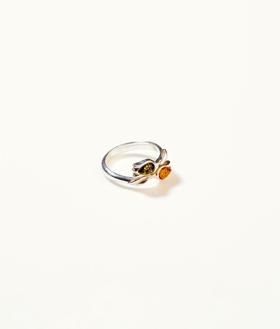 Bague tulipe bicolore ambre