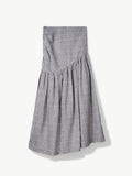 Gathered Maxi skirt Organic Grey check Linen – Hilda | No More Nobody