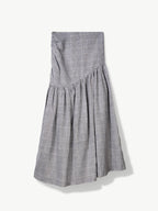 Gathered Maxi skirt Organic Grey check Linen – Hilda | No More Nobody