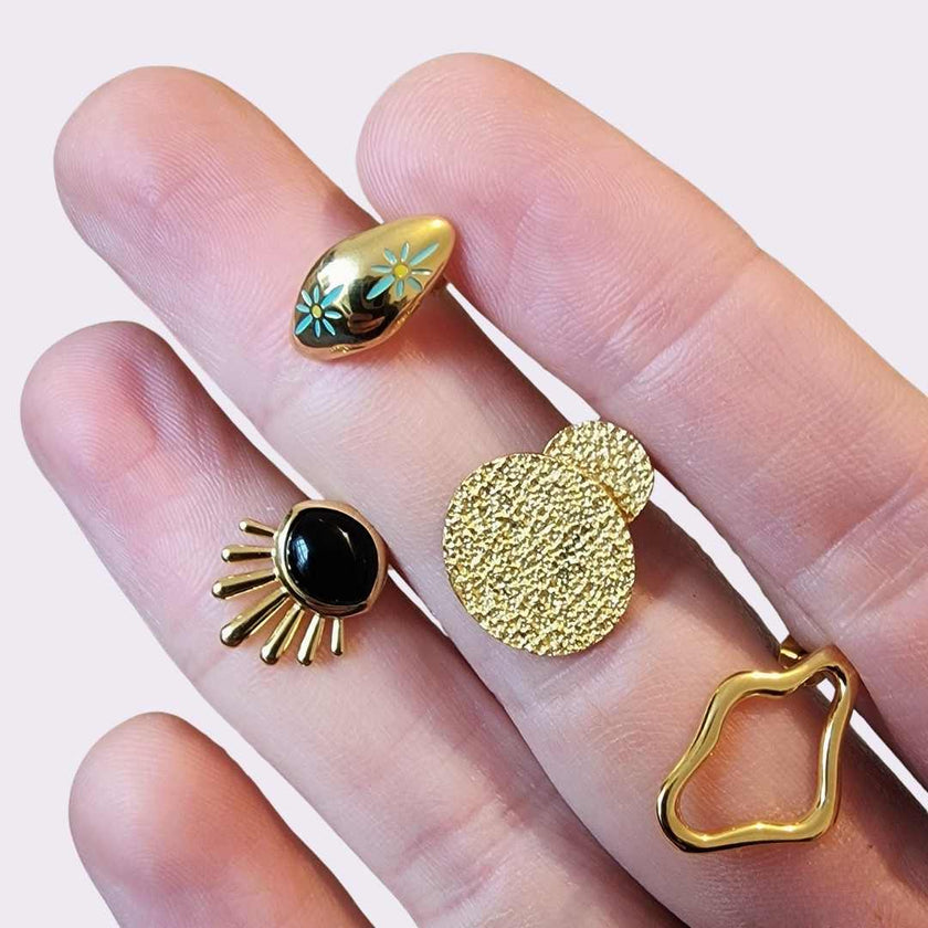 Silver Black Onyx Burst Earring
