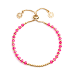 Athena Gem Beaded Adjustable Slider Bracelet Fuchsia Chalcedony