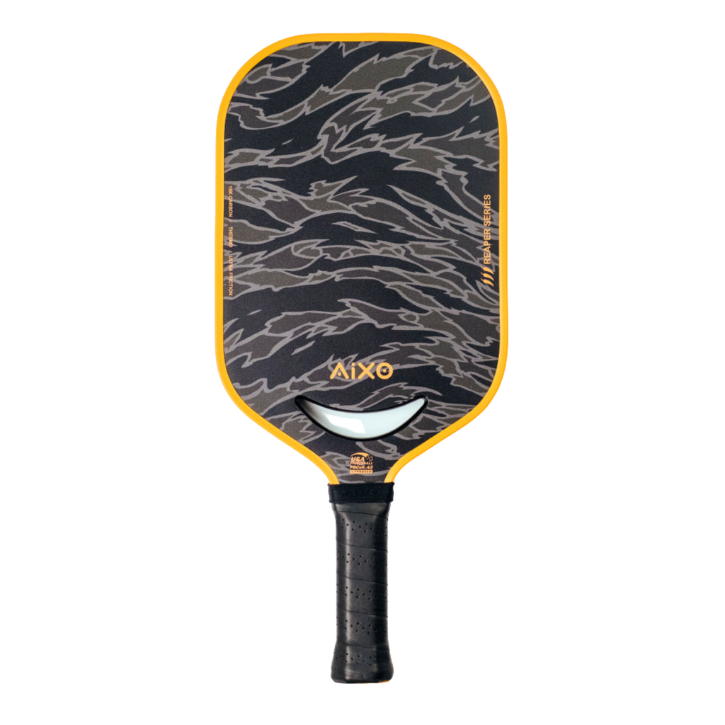 Aixo P14C Reaper Series Tiger King 18K Raw Carbon Pickleball Paddle