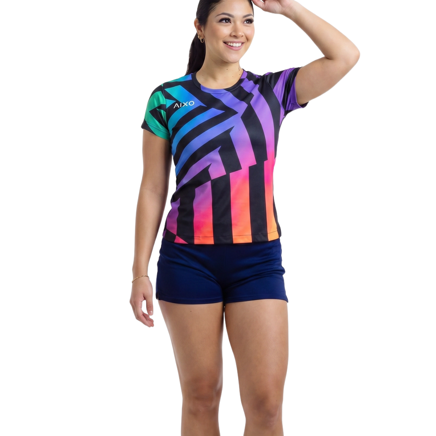 AIXO Rainbow Chaos Womens T-Shirt - Black