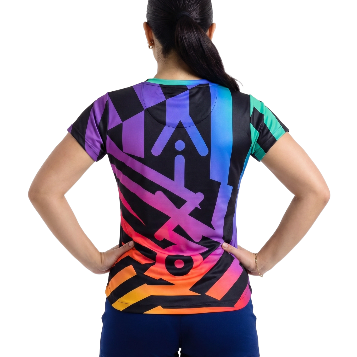 AIXO Rainbow Chaos Womens T-Shirt - Black