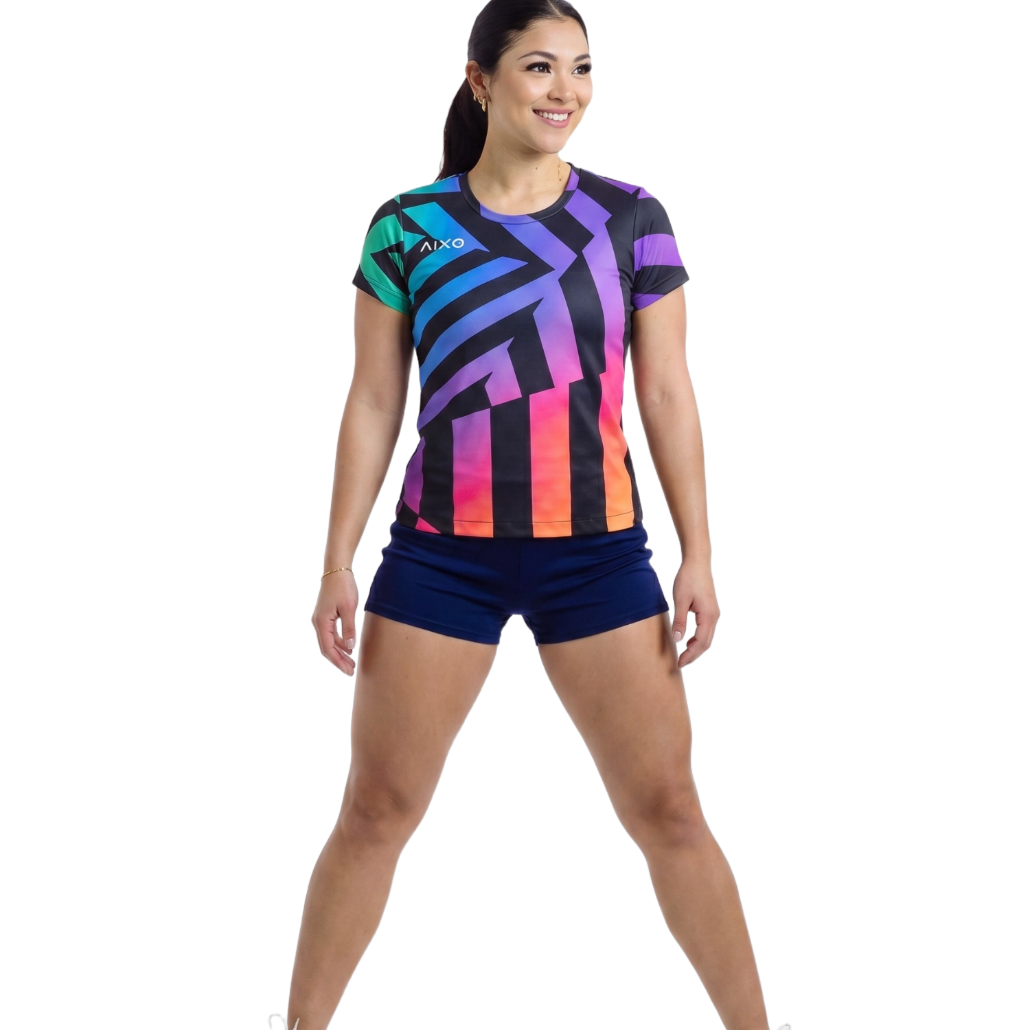 AIXO Rainbow Chaos Womens T-Shirt - Black