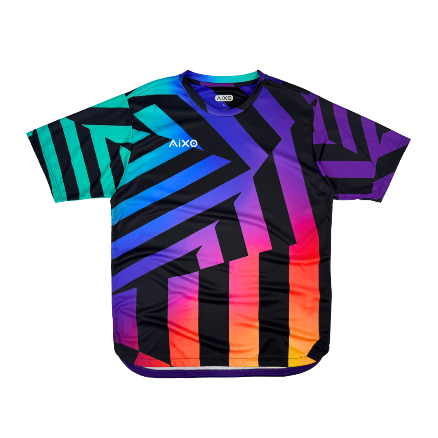 AIXO  Rainbow Chaos Mens T-Shirt - Black