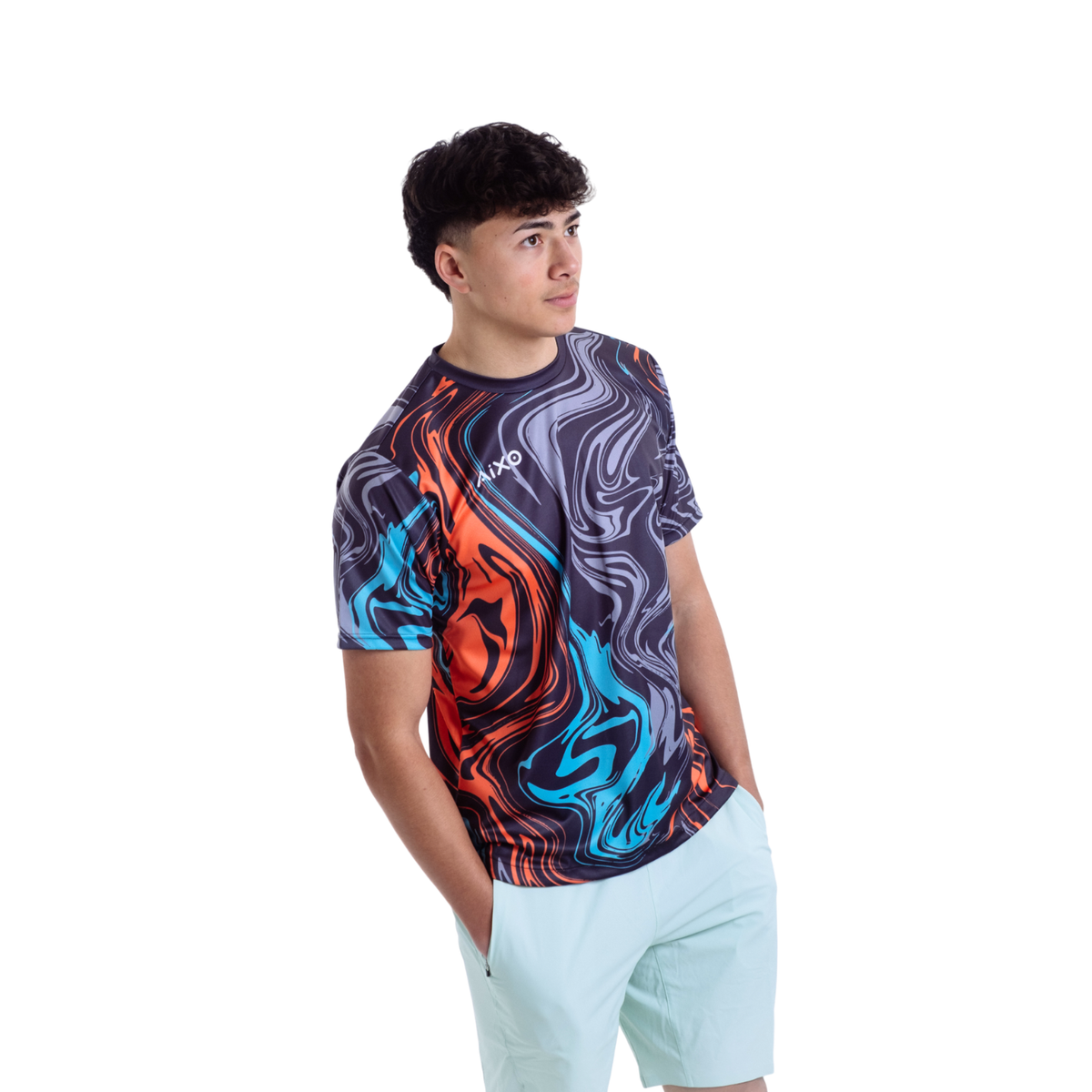 Aixo Chrome Mens T Shirt Graphite