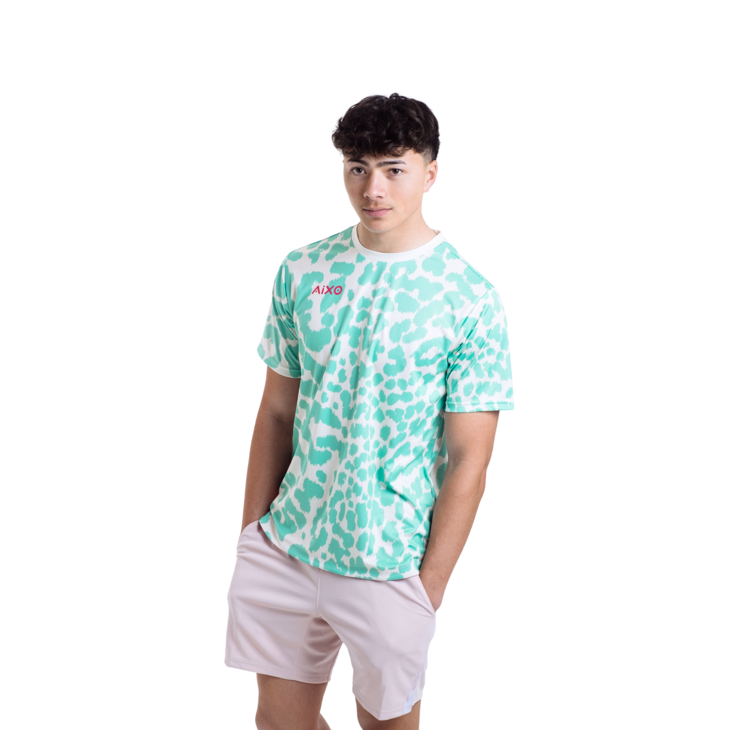 Aixo Leopard Mens T Shirt Ivory