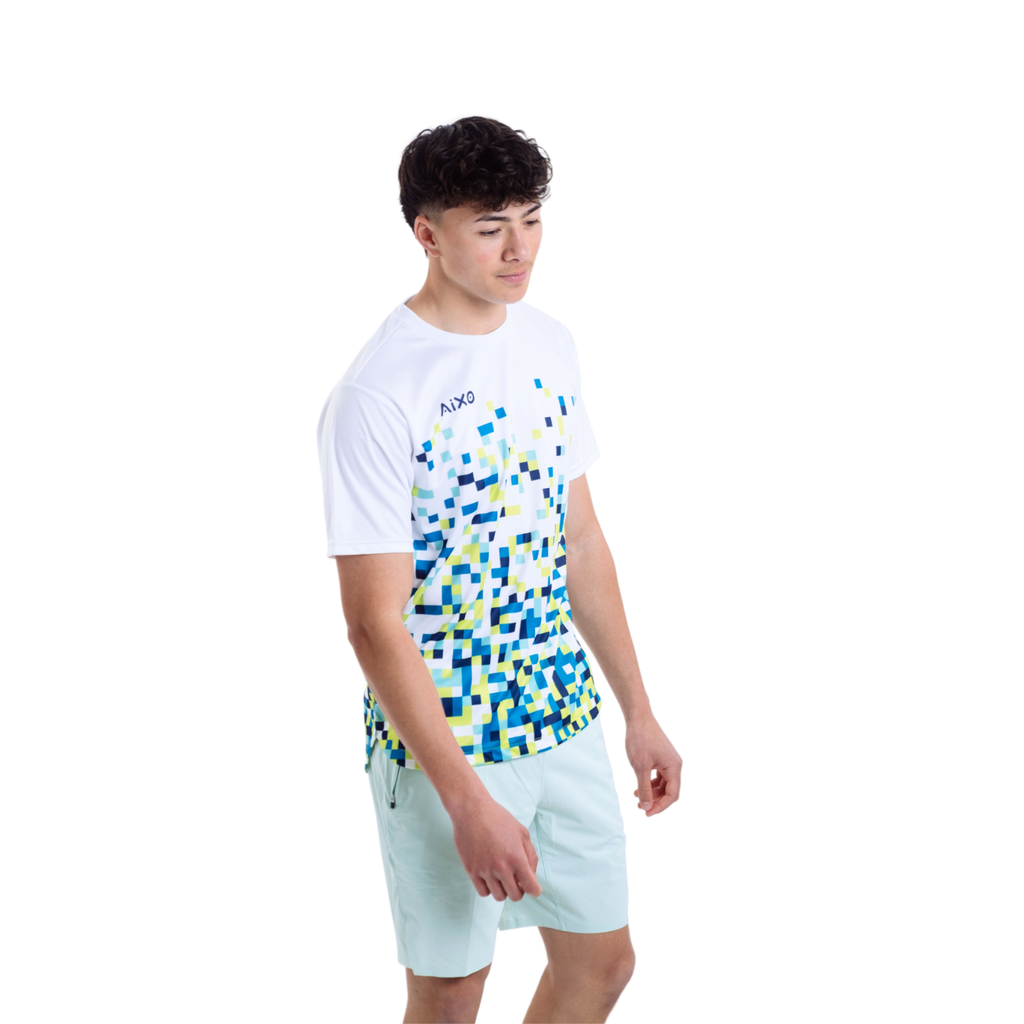 Aixo Pixel Mens T Shirt White