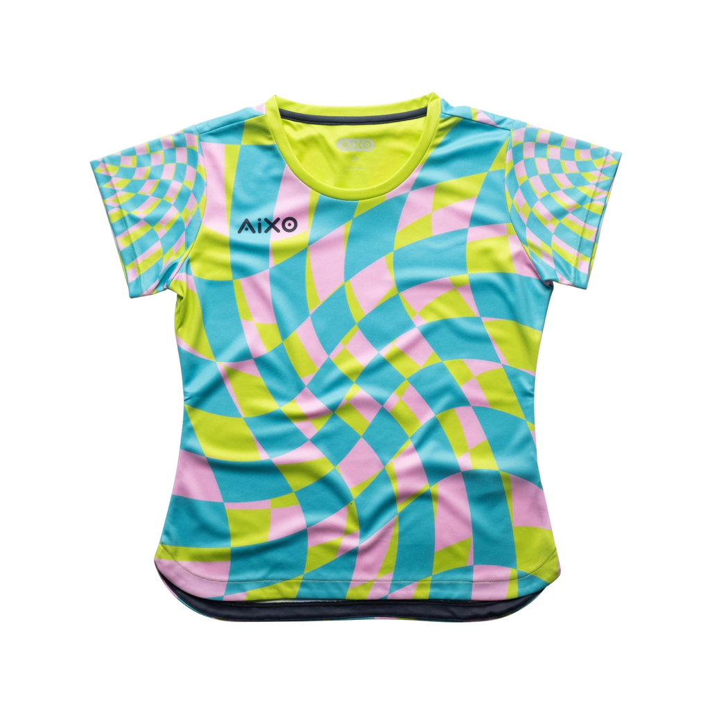 Aixo Checker Womens T Shirt Lime Check