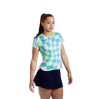 Aixo Checker Womens T Shirt Grey Check