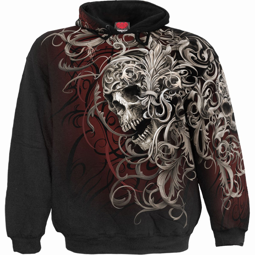 PULL À CAPUCHE COMPLET ÉPAULE CRÂNE - Noir