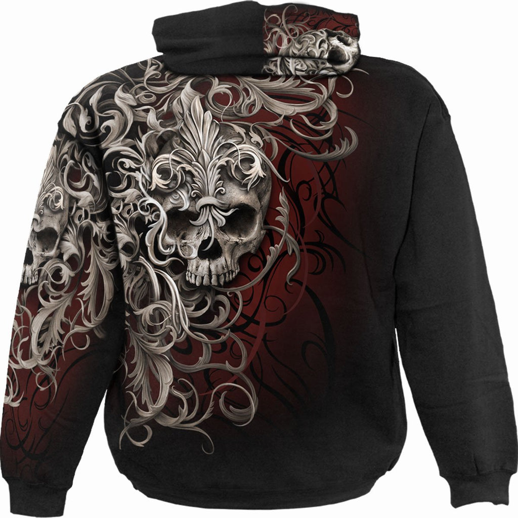 PULL À CAPUCHE COMPLET ÉPAULE CRÂNE - Noir