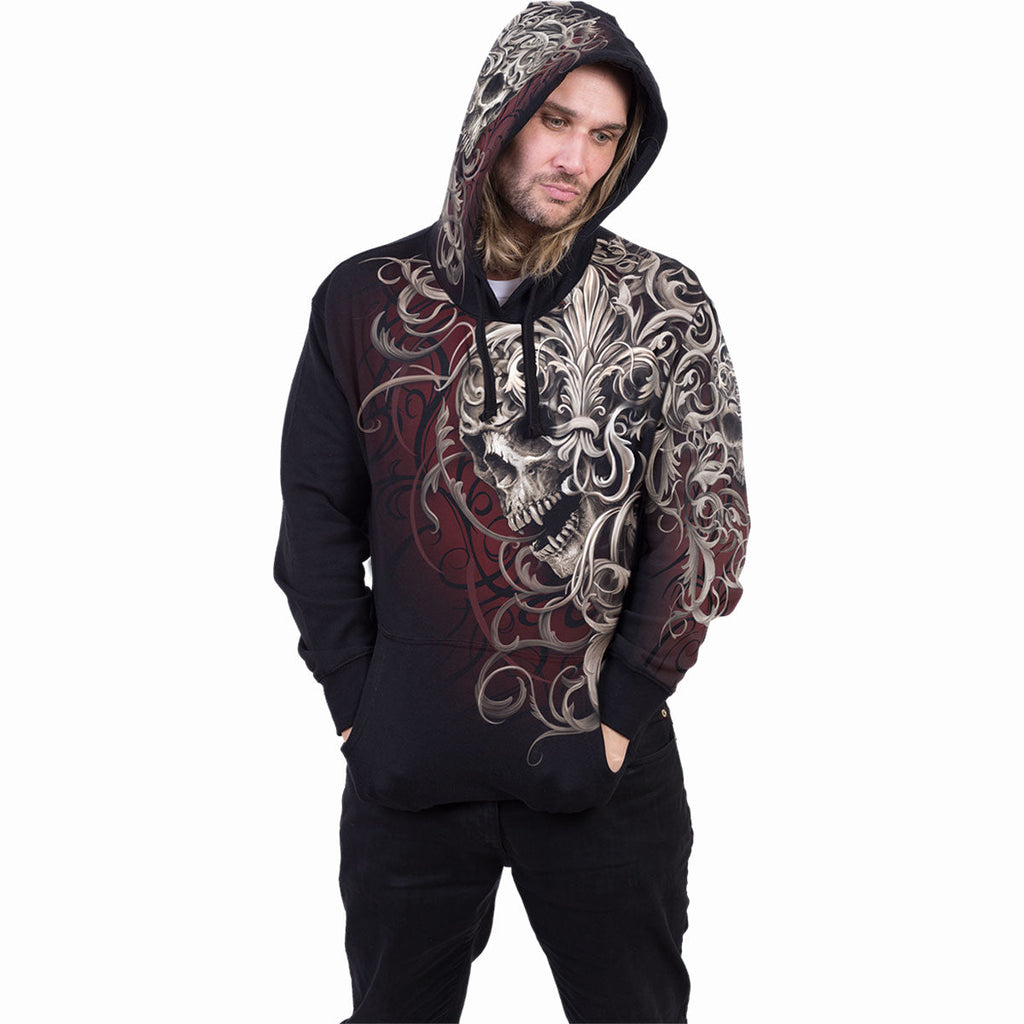 PULL À CAPUCHE COMPLET ÉPAULE CRÂNE - Noir